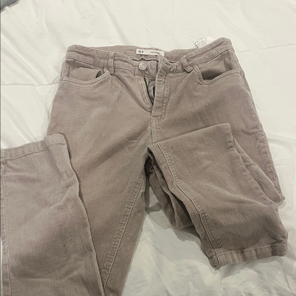 Casual Beige Corduroy Pants